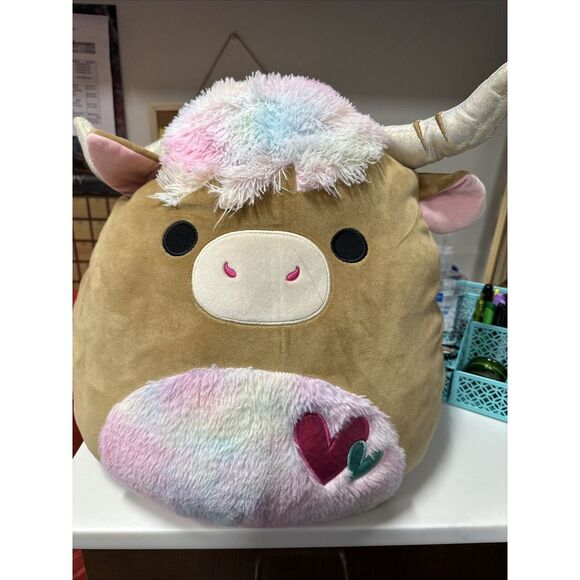 Squishmallow CANDELA 16'' Highland Cow Plush Toy 2023 Hearts Great Shape!!! - Picture 1 of 2